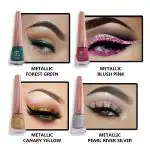 Looks United New Fashion Shimmer Glitter Metallic Eyeliner (Metallic Forest Green, Metallic Blush Pink, Metallic Canary Yellow, Metallic Pearl River Silver)Pack Of 4
