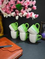 AAV WORLD Fancy Green glossy double tone Shape Ceramic Tea Cup / Coffee cup set of 6