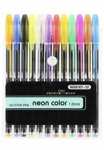 JAPSI Glitter Gel Pens, Set of 12, Multicolor Pens for Arts and Crafts, Glitter Pen for All Ages, Glitter Work on Black and White Paper, Best for Journal and Stationary