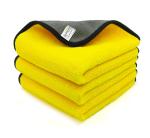SOFTSPUN 900 GSM, Microfiber Double Layered Cloth 30x40 Cms 3 Piece Towel Set, Grey+Yellow! Extra Thick Microfiber Cleaning Cloths Perfect for Bike, Auto, Cars Both Interior and Exterior