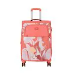 Genie Poppy Trolley Bag Medium Size, 68 Cms Pink Printed Soft Luggage Travel Bag for Women, 8 Wheel Luggage Suitcase for Travelling, Check in Luggage with Trolley