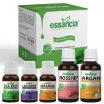 Essancia - Naturally In Every Drop Tea Tree, Lavender, Orange Essential And Argan, Rosehip Carrier Oils, 30 Ml Each (Combo Of 5)