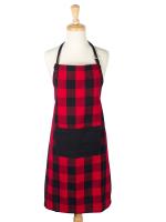 Lushomes Dark Red Buffalo Checks Black Kitchen Cooking Apron with Pocket 70 cm x 80 cm