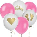 My Party Suppliers Pink and White Footprint Heart Shape Oh Baby Alphabetic Written Letter Decorative Design Foil Balloons