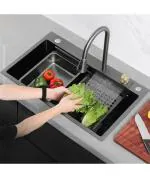 Pishacho Single Bowl Stainless Steel Kitchen Bar Sink Dishwasher with Coupling and Waste Pipe Polished Finish 18 x 30 x 9