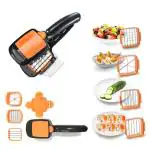 HEMIZA - Plastic Multifunction Manual 5 in 1 Quick Vegetables and Fruits Dicer Slicer Cutter Chopper for Home Kitchen (Multicolour)