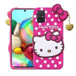 Indiacase Samsung Galaxy A71 Pink Rubber Shock Proof, Dual Protection, Silicone, 3D Catoon Kitty, Shock-Absorbent, Wireless Charging Compatible Cases & Covers