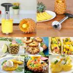PLEXUS Pineapple Corer and Slicer, Upgraded Thicker Stainless Steel Kitchen Pineapple Cutter Peeler for Easy Core Removal & Slicing with Wedger