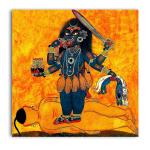 Tamatina Multicolor Kalighat Art Maa Kali And Shiva Unframed Art Canvas Painting - 24X24 Inch