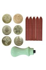 Oytra Red, Beige and Off White Brass Wax Stamp Seal Flower Tree Kit