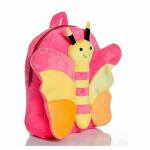 O&T JcmSoft Plush Fabric Butterfly School Bag for Baby Boys and Girls (Pink) | New Design Bag