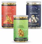 Healthy Treat Roasted Makhana Combo - Peri Peri + Pudina + Himalayan Salt & Black Pepper, 70 g Each, 210 g | Gluten Free | Vegan | Healthy Snacks