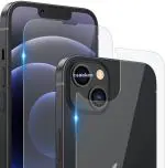 CASEKOO Iphone 13 Transparent Removable Front and Back Tempered Glass with Camera Lens Protector (pack of 2)