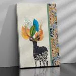 KALAKSHYA Nature Inspired Golden Leaf Canvas Paintings for Living Room Bedroom Wall Decor - Canvas Wall Painting Stretched on Wooden Frame For Home Decor | Office | Living Room (15 x 21 Inch) (Style09)