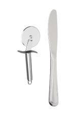 FIRST FRONT Stainless Steel SS Pizza Cutter With Stainless Steel Cheese Butter Knife and (Multicolour, Pack of 2)