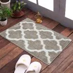 Enyra Bath Mat Anti-Slip Hot Melt Coating Serene Microfibre Abstract Design Bath Mat - 37x57 cm, Floor Mat for Bathroom/Bedroom/Kitchen/Door - Pack of 2 Piece - Oat