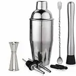 finality Professional Cocktail Shaker Bar Tool Set- Martini Shaker, Mixing Spoon, Muddler, Peg Measurer Jigger, Liquor Pourers with Dust Caps - Essential Bar Tools for Home and Bar Use