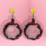 Malaikah Donut Oil Painted 8 Inches 2 Red For Home Decor Ceramic Vase (8 inch, Red)