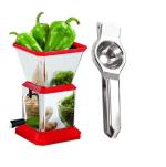 First Front Stainless Steel Chilly Cutter Cutter With Stainless Steel Lemon Squeezer and (Multicolour, Pack of 2)