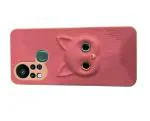 Fastship Colour Eye Cat soft Kitty Case Back Cover for Infinix Hot 11s | Faux Leather Finish 3D Pattern Cat EYES Case Back Cover Case for Infinix X6812 / Hot 11s - Pink