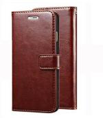 Lenient Oppo F19 Pro Brown Artificial Leather and Silicon Shock Proof Flip Cover