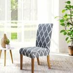 Inditradition Stretchable Elastic Dining Chair Cover Set, Washable Chair Slipcovers | Ideal for All Handle-Less Chairs (Pack of 2, Grey Diamond, CC-01)