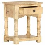 SMAART CRAAFTS Olivia Solid Wood Bedside Table for Bed Room | Natural Mango Wood Finish | Carved Legs
