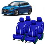 AUTO-SAFE Blue, White PU Leather Car Seat Cover for Maruti Swift Pack of 4