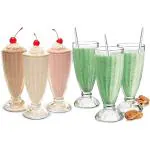 Basicbell (Pack of 6) Juice Milkshake Smoothies & Decoration Glasses & Faluda & Gift For Ice Cream Lover Glass (Set Of 6) Glass Set Water/Juice Glass (400 ml, Glass, Clear)