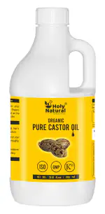 Holy Natural - The Wonder of World Organic Castor Oil, 1000ml USDA Certified Cold-Pressed, 100% Pure, No GMO, NO Heat treatment, Hexane Free Castor Oil - Moisturizing & Healing for Dry Skin