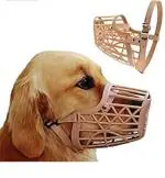Pets Empire Pet Muzzles Portable Plastic No Bite Basket Dog Mask Cage Mouth Mesh leather Strap, L