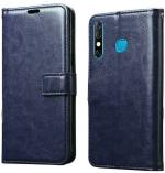 AmericHome Infinix hot 8, Model X650C, X650B, X650, X650D Blue Artificial Leather, Rubber Shock Proof Mobile Flip Cover