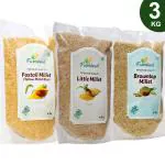 Farmbean Millets Combo 3KG Pack of 3| Natural Grains Unpolished Millets | Little 1kg, BrownTop 1kg, Foxtail 1kg| Low GI Rice | Nutrient Powerhouse, High Protein & More Fibre than Rice