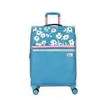 Genie Paramour Trolley Bag Large Size, 79 Cms Blue Printed Soft Luggage Travel Bag for Women, 8 Wheel Luggage Suitcase for Travelling, Check in Luggage with Trolley