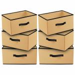 Craft Bazar Multipurpose Drawer Storage Organizer Rectangular Foldable Storage Box with Side Handle, Replacement Drawer Storage, and Cloth Organizer (Beige-Pack of 6)