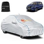 Automozexo Waterproof Car Cover for ToyotaR umion with Antena, and Mirror Pocket Anti Dust, Waterproof, Triple Stitched Fabric with Pipein Design, Elastic Hem Car Body Cover for Toyota Rumion