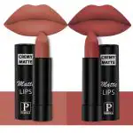 PERPAA Creamy Matte Lipstick Combo Set Of 2 Bright Long Stay Intense Color 3.5gm Each|Caramel,Rust Orange