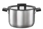 Fiskars Black Stainless Steel Casserole with Lid, 5 L,22 Cm