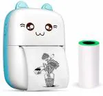 iGADG Mini Thermal Pocket Printer | Wireless Bluetooth Portable Printer for Printing Labels, Memo, Stickers, Photos, QR Codes, Receipt (Printer + Paper Roll, Blue)