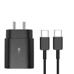Tart New Samsung Galaxy USB-C Type-C PD 25W Charger Fast Charge Cable 1M for S21 S21+ S20 FE Note 20 Ultra 10 10+ M51 A71 A52 45 W 2 A [Adapter+Cable] (Black)