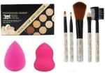 Lenon Beauty Highlighter And Contour 8 Shades Concealer + 5 Pcs Makeup Brush + 2 Pieces Blender Puff Combo (8 Items in the set)