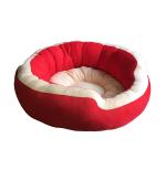 VetKart Red And Biege Velvet Round Dog Bolster Bed With Cushion - XXX-Large (Pack of 2)