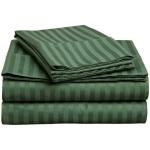 Maple Linens Queen Moss Green Striped Polycotton Bedsheet with 2 Pillow Cover (2.54 x 2.29 m)