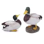 Wonderland Multicolor Plastic Green Duck Statue - 6.7x3.9x5.5 inch (Set of 2)