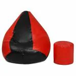 OHSTORE BRANDED BEAN BAG COVER WITH CHAIR /LUXURY BEAN BAG COVER FOR LIVING ROOM(SIZES AVAILABLE XXL,XXXL,JUMBO IN STOCK) FOR COMFORTABLE SITTING | PIECE OF 2 | COLOR-RED AND BLACK | SIZE-XXL