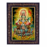 Hawai Lord Surya Dev Wooden Wall Hanging Home Décor Photo Frame 21x18cm SFDI420BLKFRM
