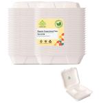 Shrayati Clamshell Box, 9x9 Inch, 25 Pcs Pack, Pack of 4, 3 Compartment, Disposable Bagasse Clamshell Box, Sugarcane Paper Box, Disposable Container Box, Biodegradable Take Away box, Eco-Friendly