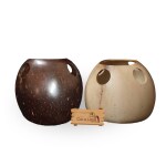Coco Land Coconut Shell BRUSH Holder (Combo Pack Brown & White) Pencil Holder/ Pen Holder /Knife Holder/ Dusk Organizer/ Stationary Organizer /Tools Holder