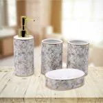 Kookee Ceramic Bathroom Accessories Set of 4 White Bath Set for Home