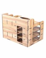 Variety Canvas Brown Wooden Lightweight 7 Compartments Desk Organizer